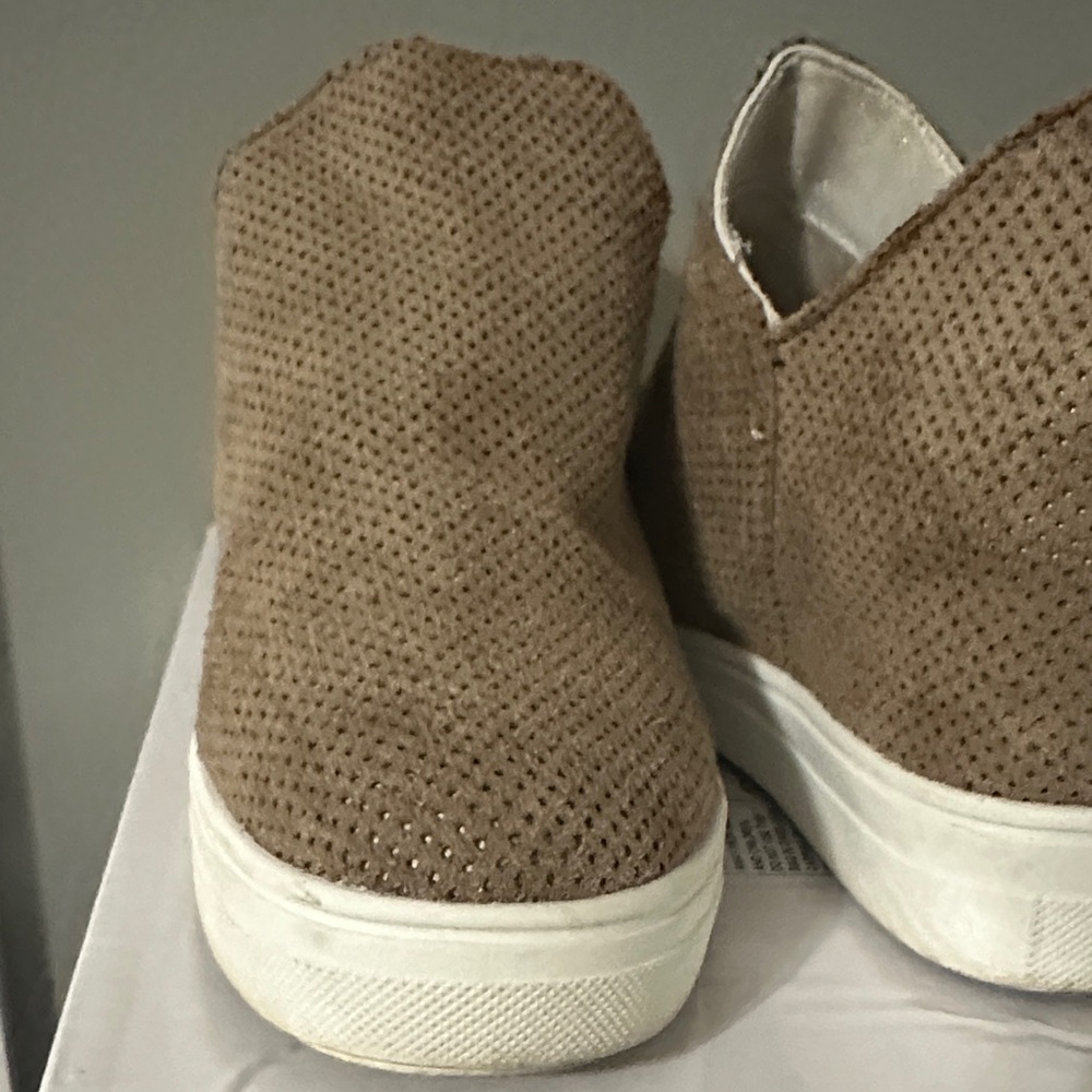 Tan Perforated Slip-On Sneakers